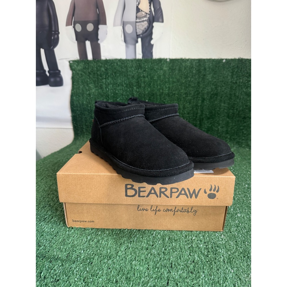 Bearpaw Womens Black Suede Cozy Winter Ankle Boots